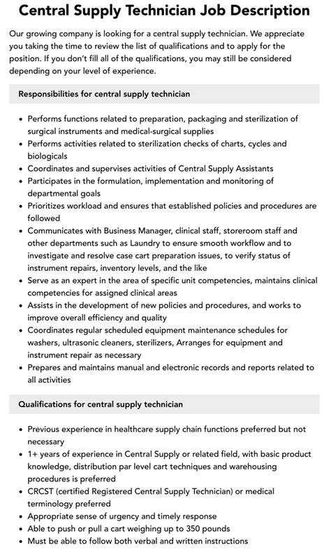 5 Key Roles Of A Central Supply Tech