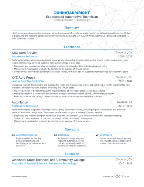 Automotive Tech Resume Guide And Writing Tips