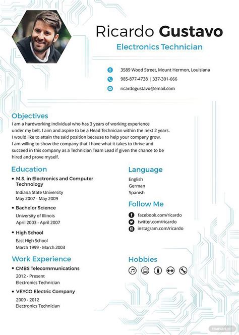 Electronic Tech Resume Examples For Career Success