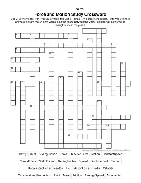 Force Studies Crossword Clue Answer Revealed