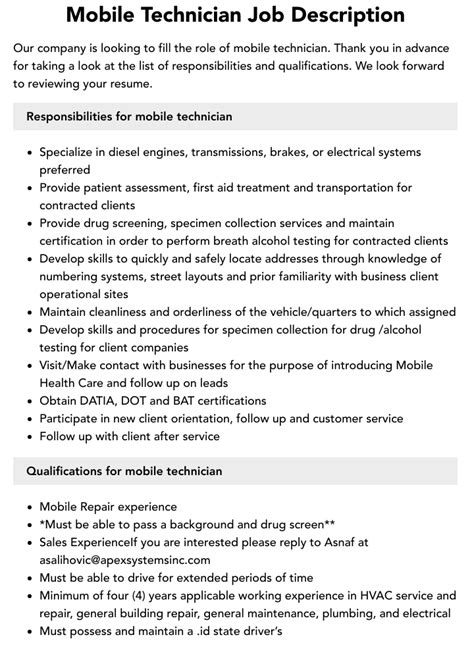 Mobility Tech Job Description And Career Opportunities