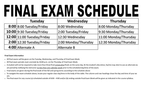 Montana Tech Final Exam Schedule Information And Dates