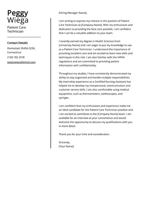 Patient Care Tech Cover Letter Examples And Writing Guide