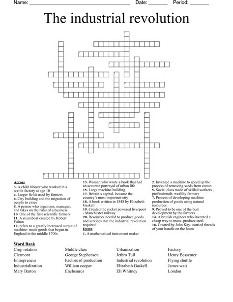 Solve The Industrial Revolution Crossword Puzzle Challenge