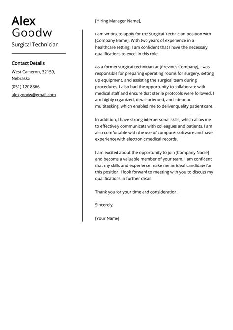 Surgical Tech Cover Letter Examples And Writing Guide