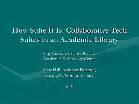 Wpi Library Tech Suite: Boosting Academic Productivity